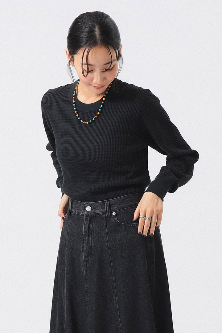 Cotton Thermal Crew Neck - Black