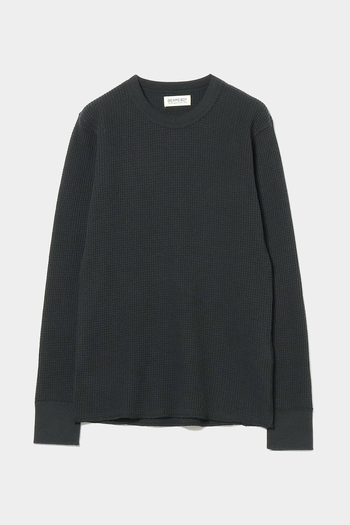 Cotton Thermal Crew Neck - Black