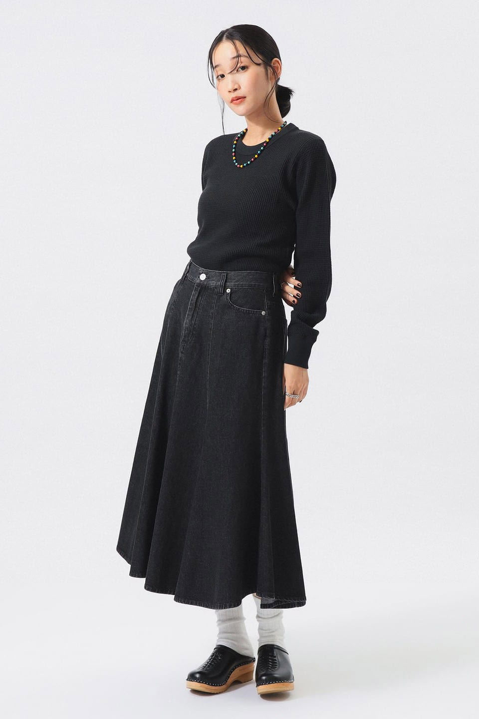 Cotton Thermal Crew Neck - Black