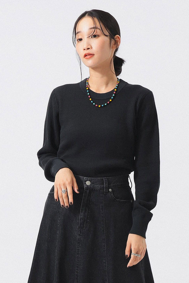 Cotton Thermal Crew Neck - Black