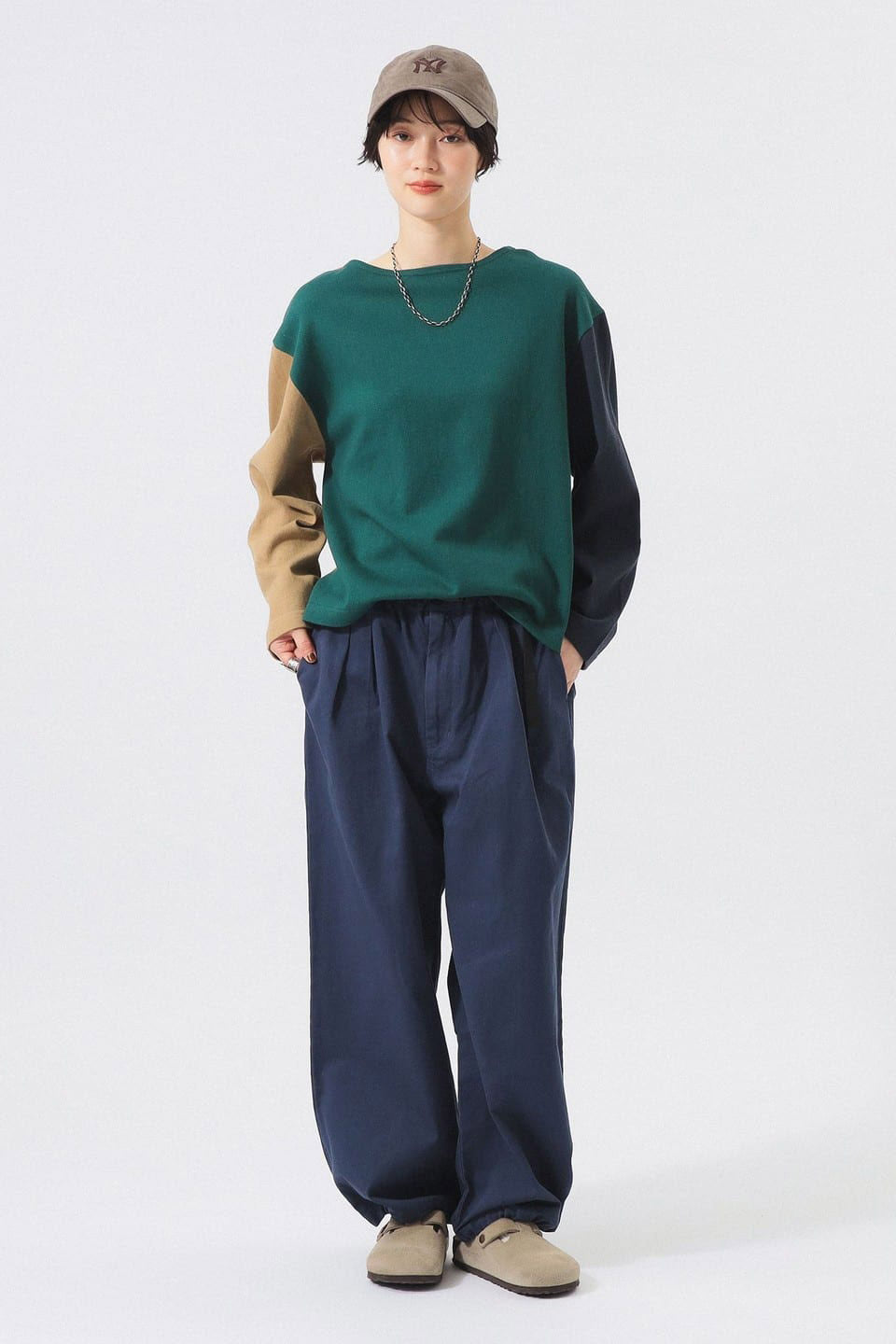 Elbow Patch Long Sleeve T-Shirt - Colour Block