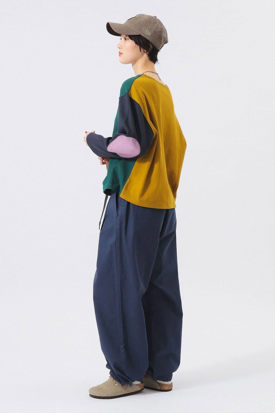 Elbow Patch Long Sleeve T-Shirt - Colour Block
