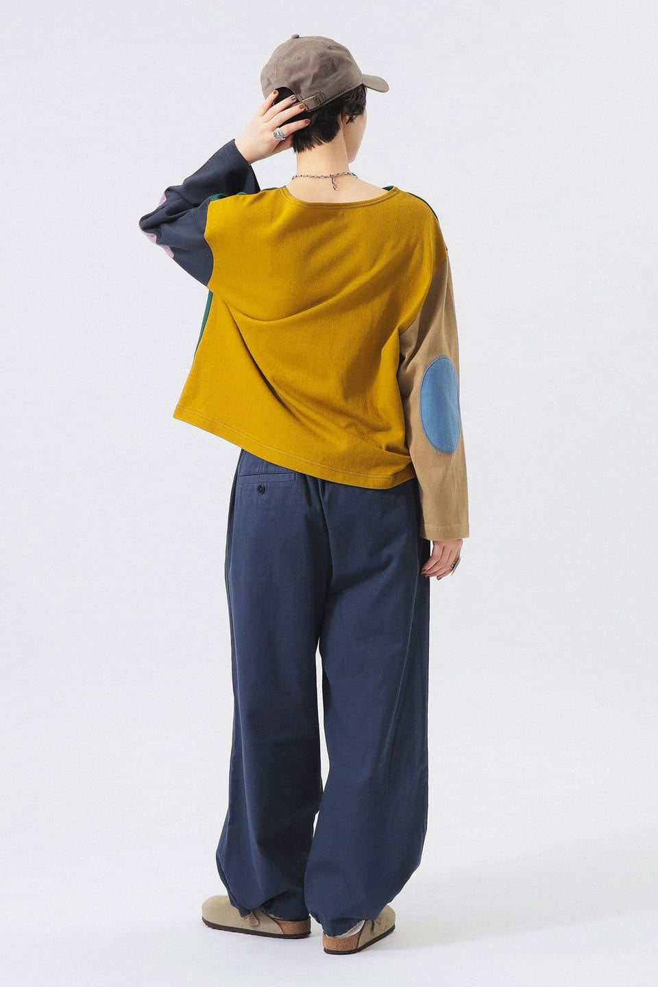 Elbow Patch Long Sleeve T-Shirt - Colour Block