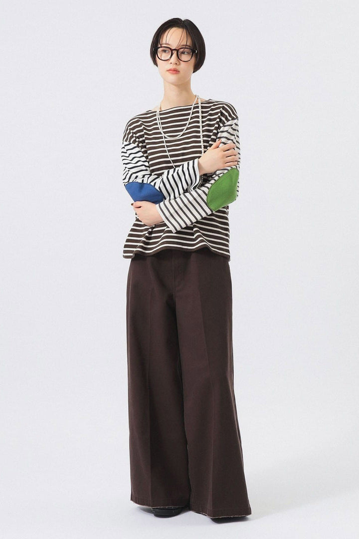 Elbow Patch Long Sleeve T-Shirt - Block Colour Stripe