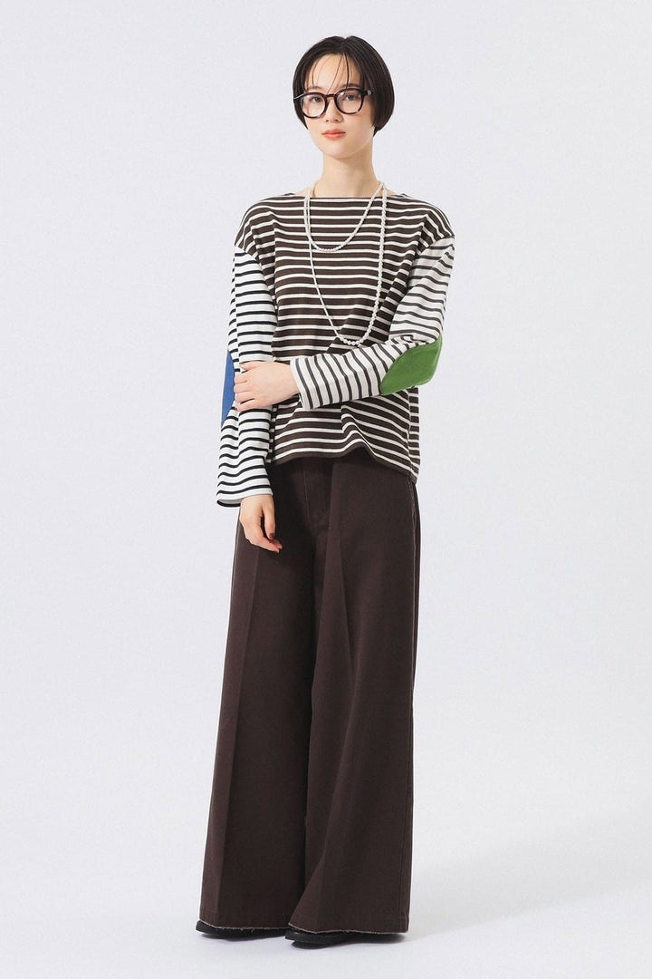 Elbow Patch Long Sleeve T-Shirt - Block Colour Stripe
