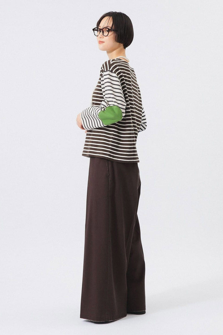 Elbow Patch Long Sleeve T-Shirt - Block Colour Stripe