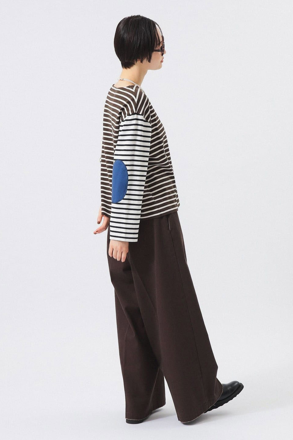 Elbow Patch Long Sleeve T-Shirt - Block Colour Stripe