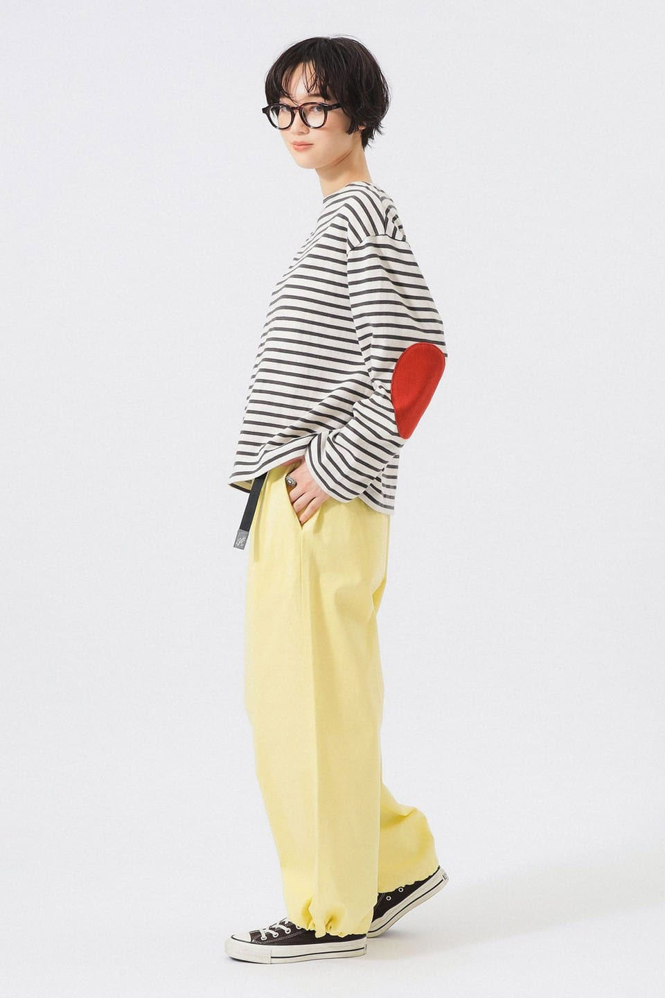 Elbow Patch Long Sleeve T-Shirt - Ivory Stripe