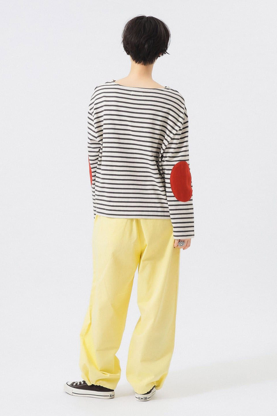 Elbow Patch Long Sleeve T-Shirt - Ivory Stripe