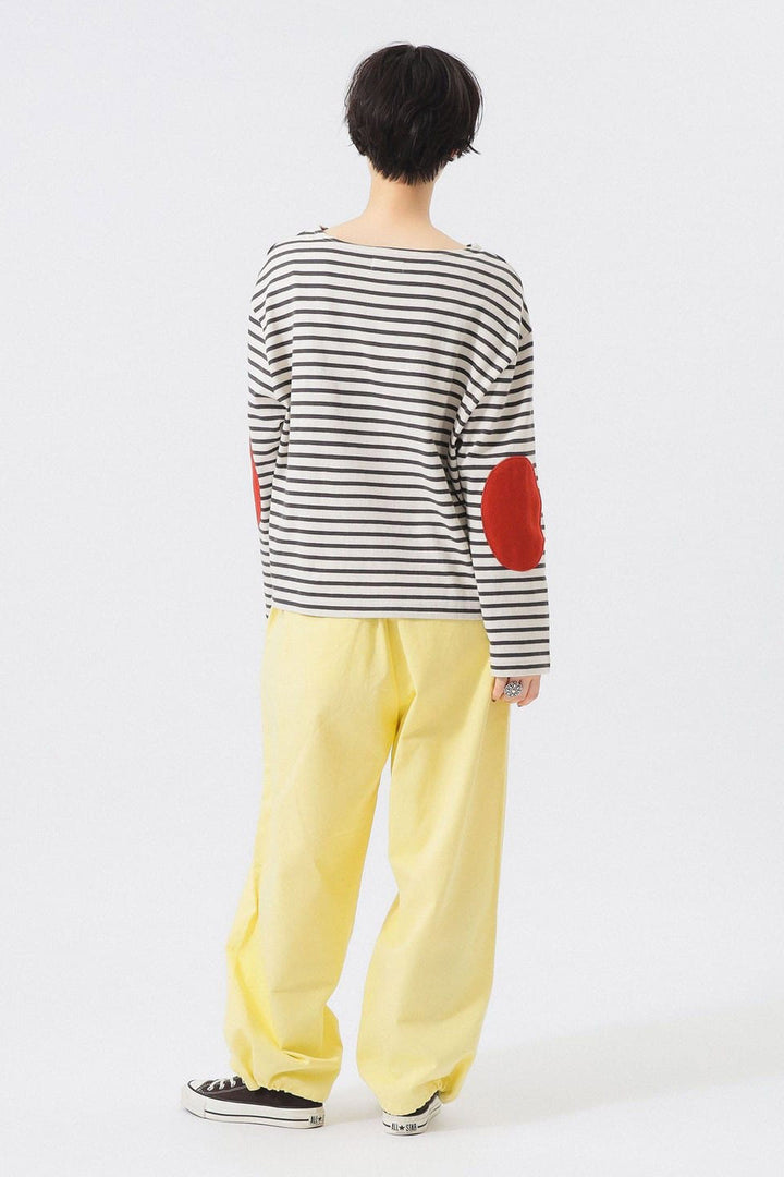 Elbow Patch Long Sleeve T-Shirt - Ivory Stripe