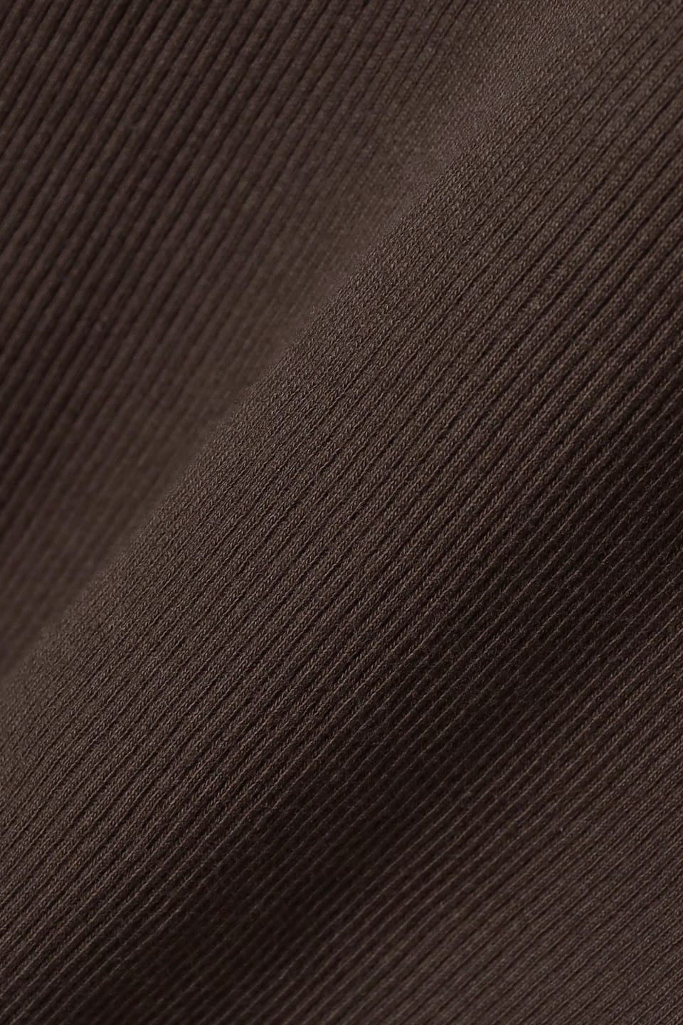 Ribbed Ruffle Long Sleeve Top - Brown