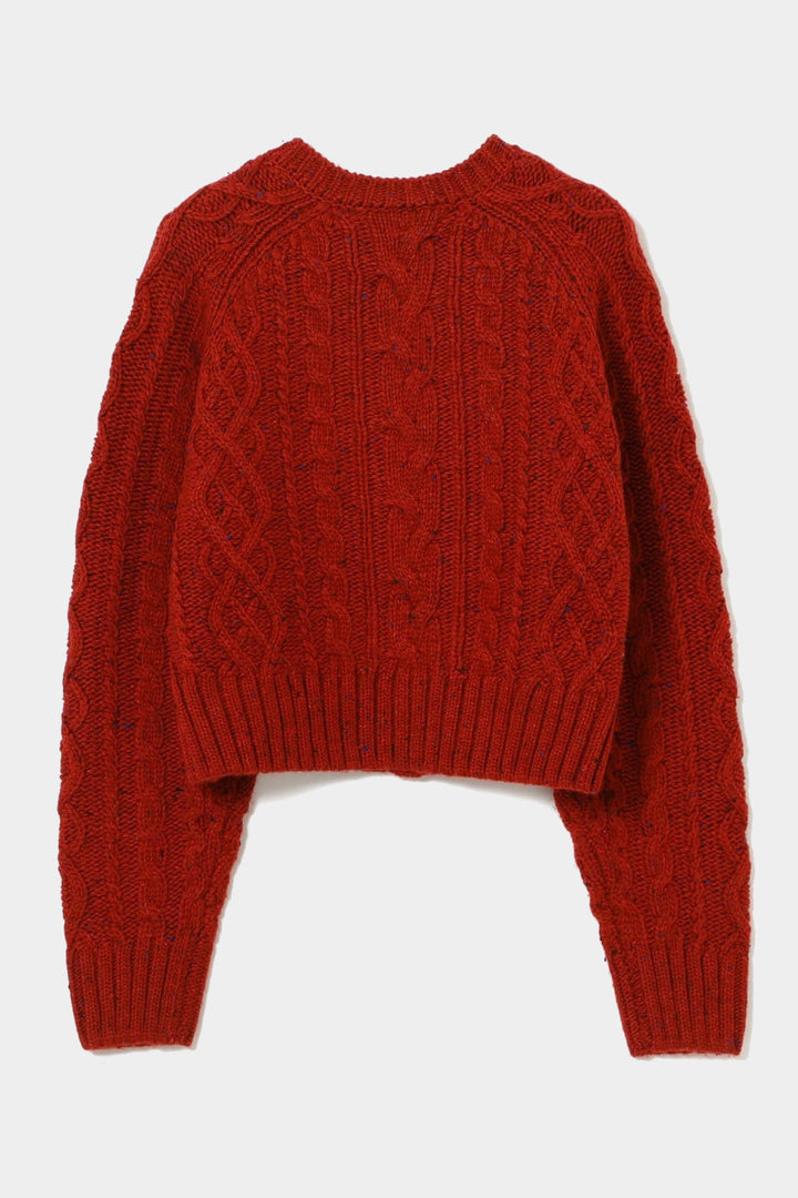 Colour Nep Aran Cardigan - Red