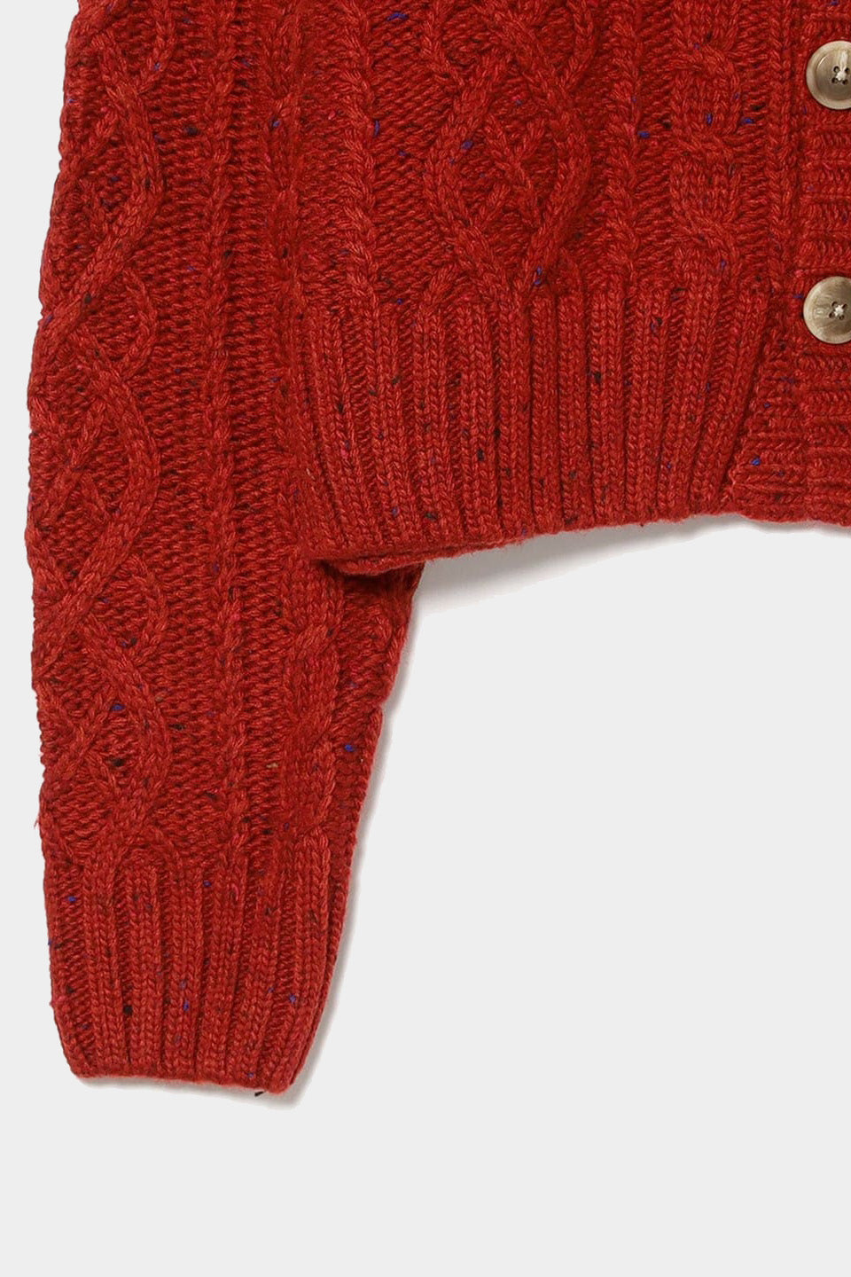 Colour Nep Aran Cardigan - Red