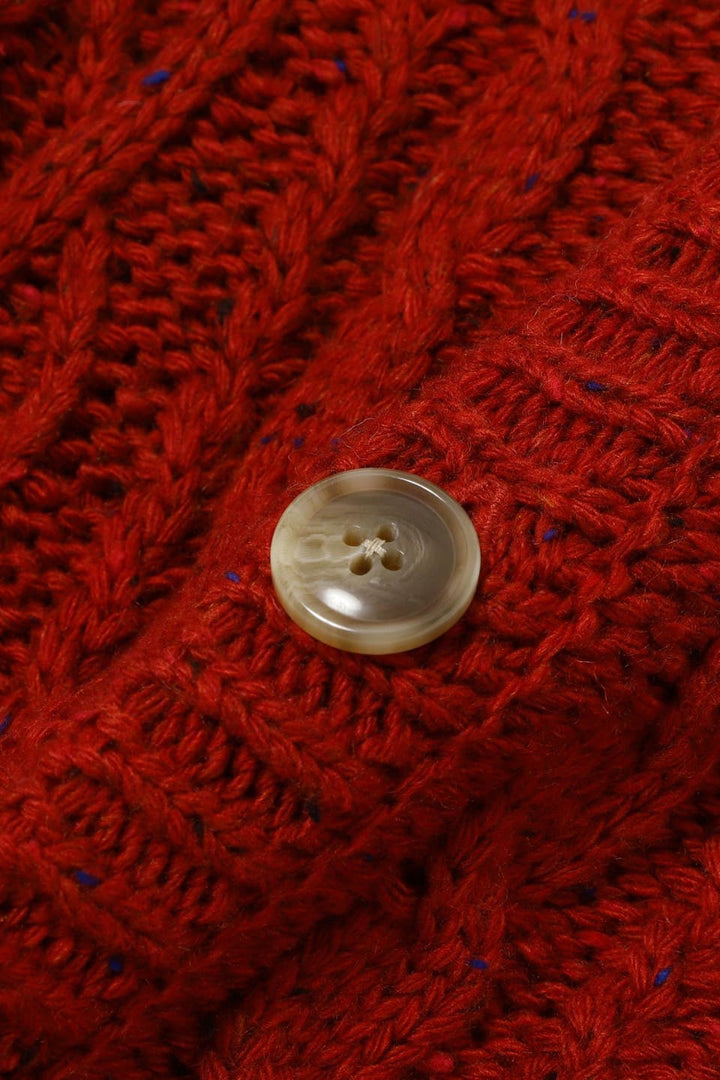 Colour Nep Aran Cardigan - Red
