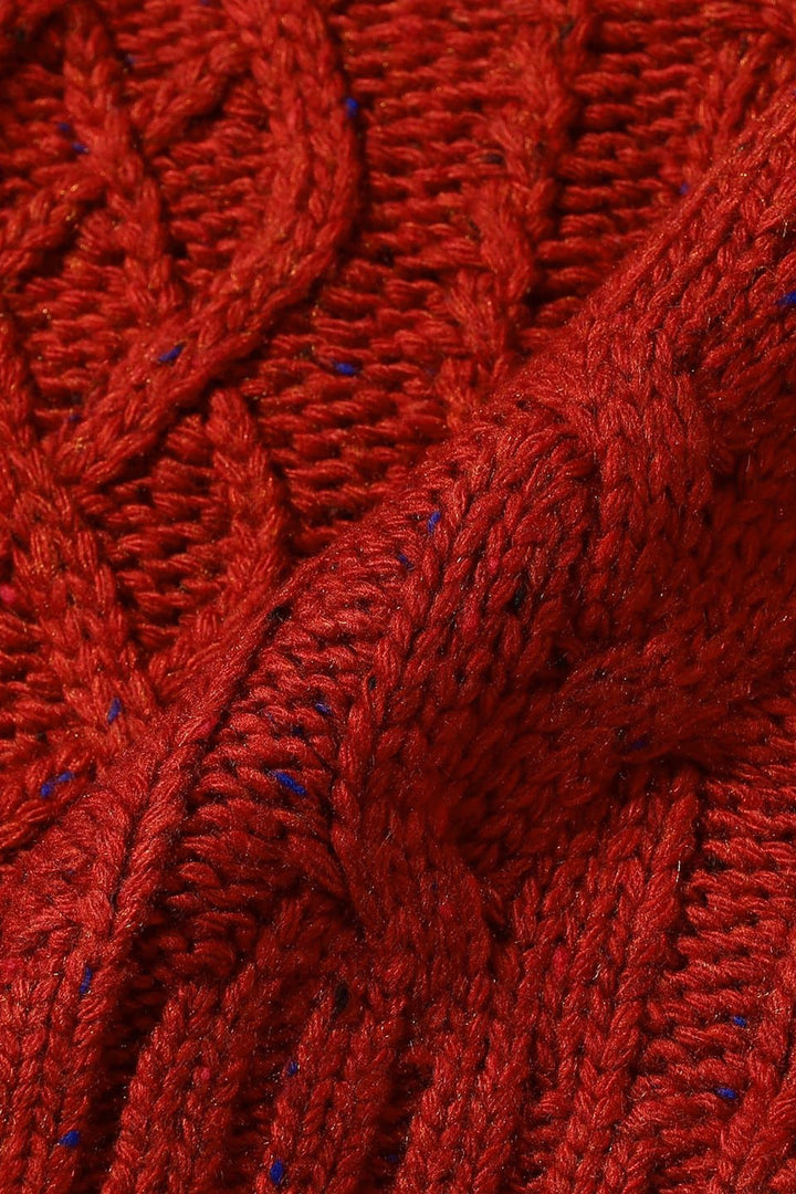 Colour Nep Aran Cardigan - Red