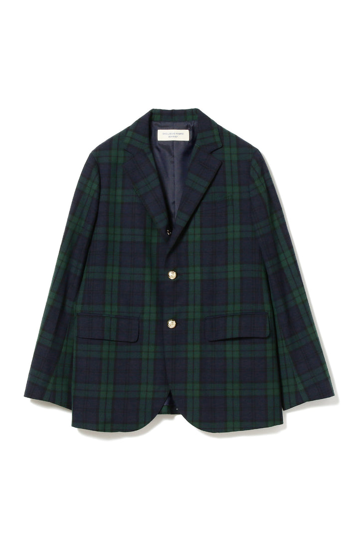 Polyester Wool Blend 3 Button Blazer - Black Watch