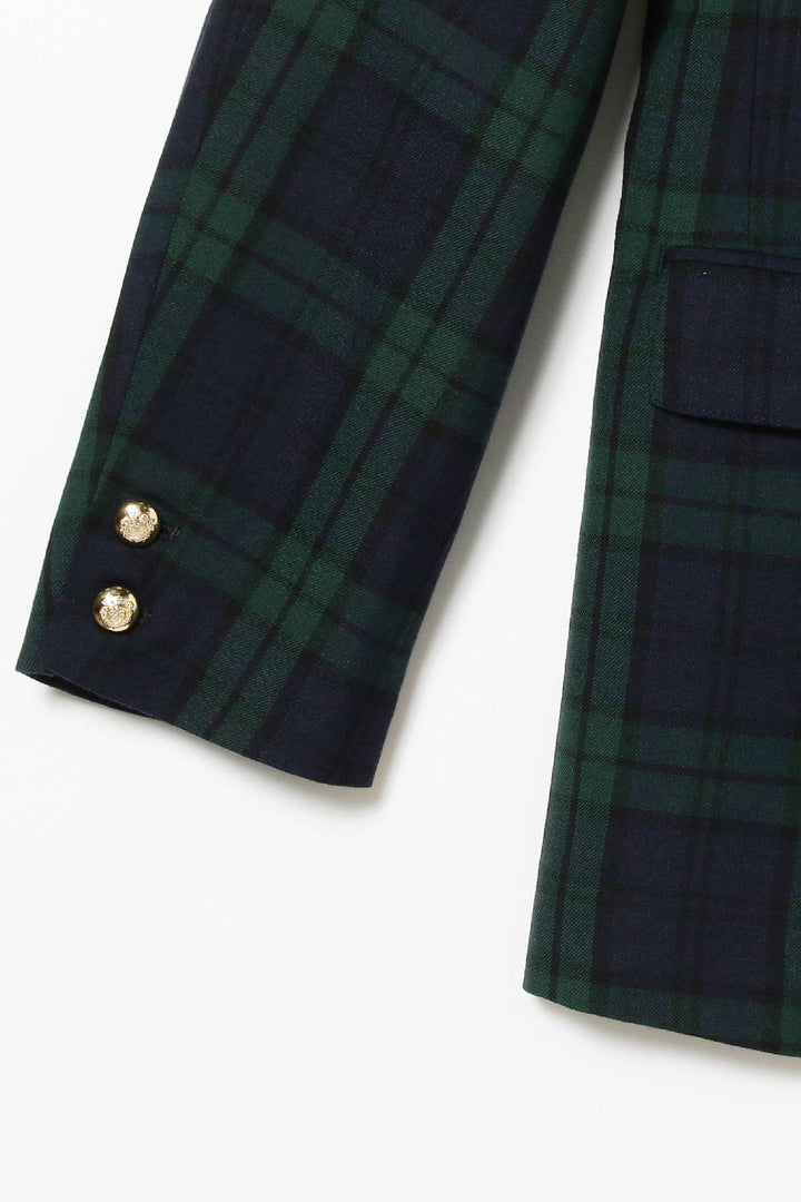 Polyester Wool Blend 3 Button Blazer - Black Watch