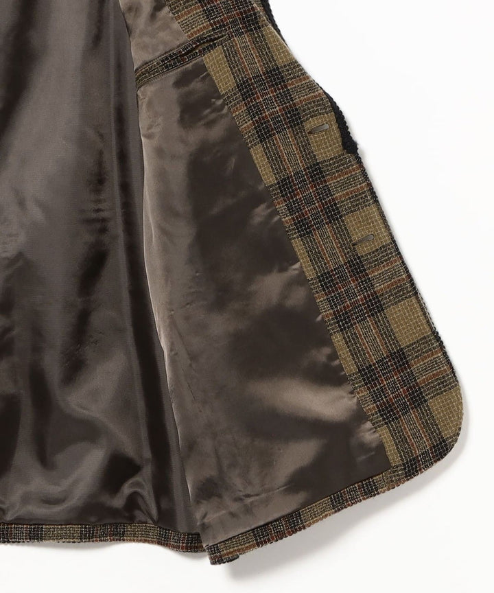 Wool Check Coat - Khaki
