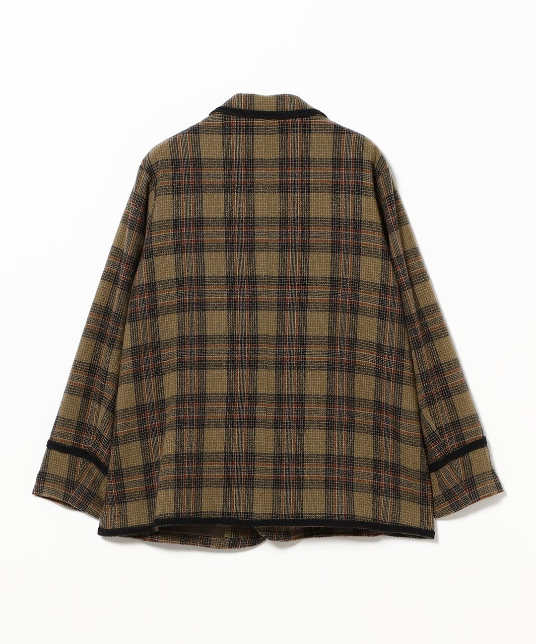 Wool Check Coat - Khaki