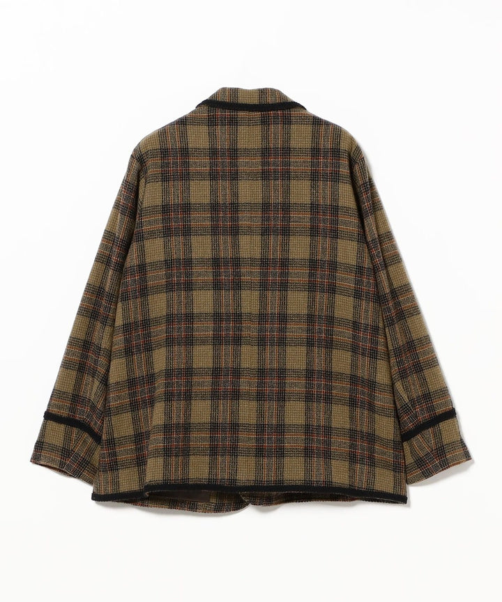 Wool Check Coat - Khaki