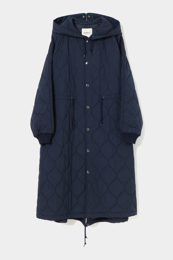 Nylon Quilting Hood Coat - Navy