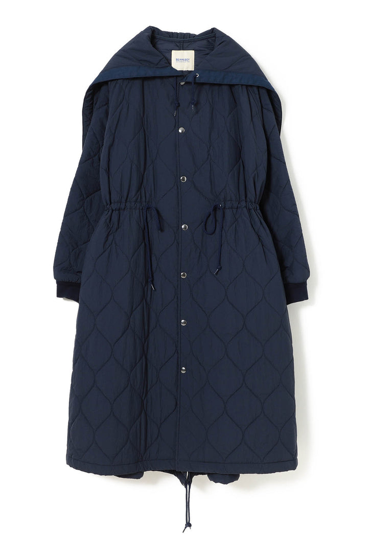 Nylon Quilting Hood Coat - Navy