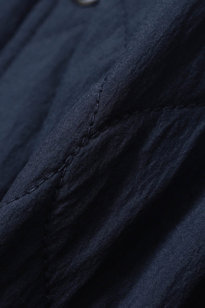 Nylon Quilting Hood Coat - Navy