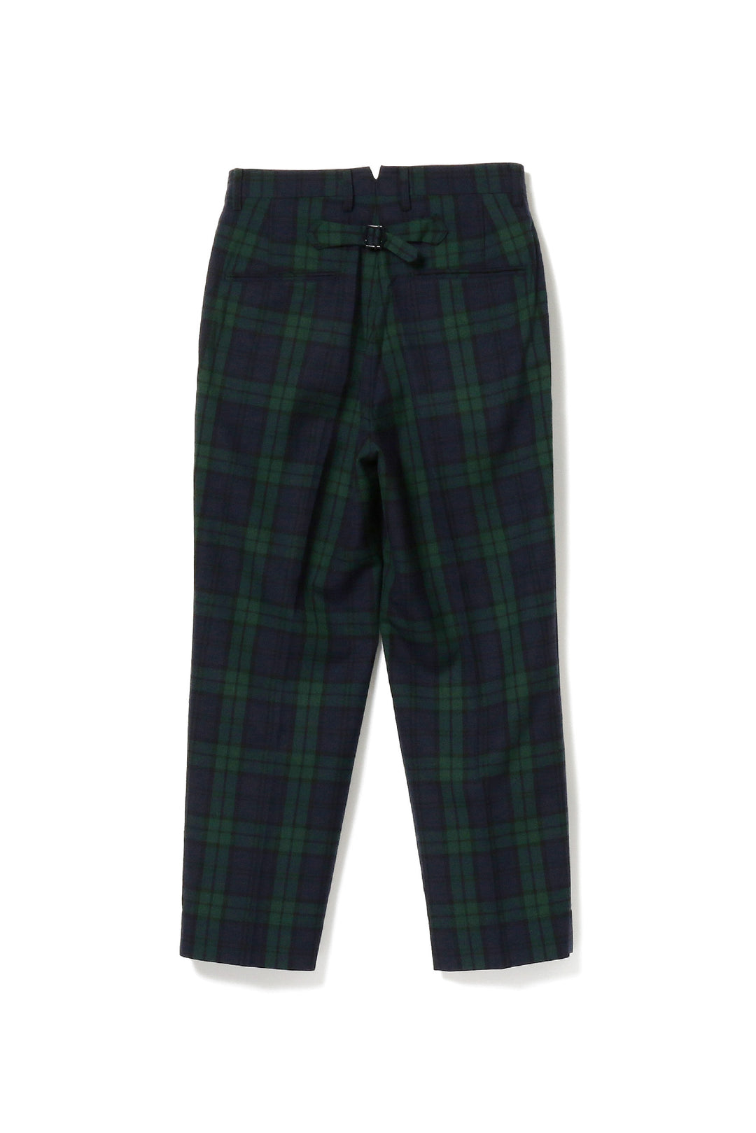 Polyester Wool Blend Cinch Buckle Trousers - Black Watch