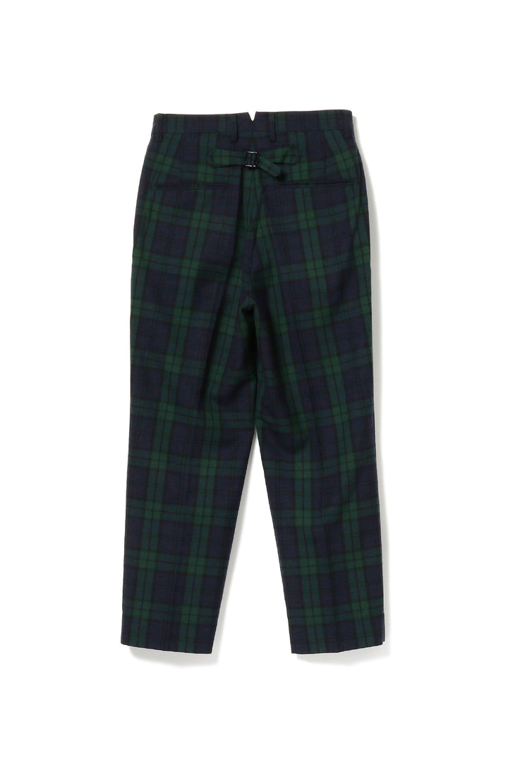 Polyester Wool Blend Cinch Buckle Trousers - Black Watch