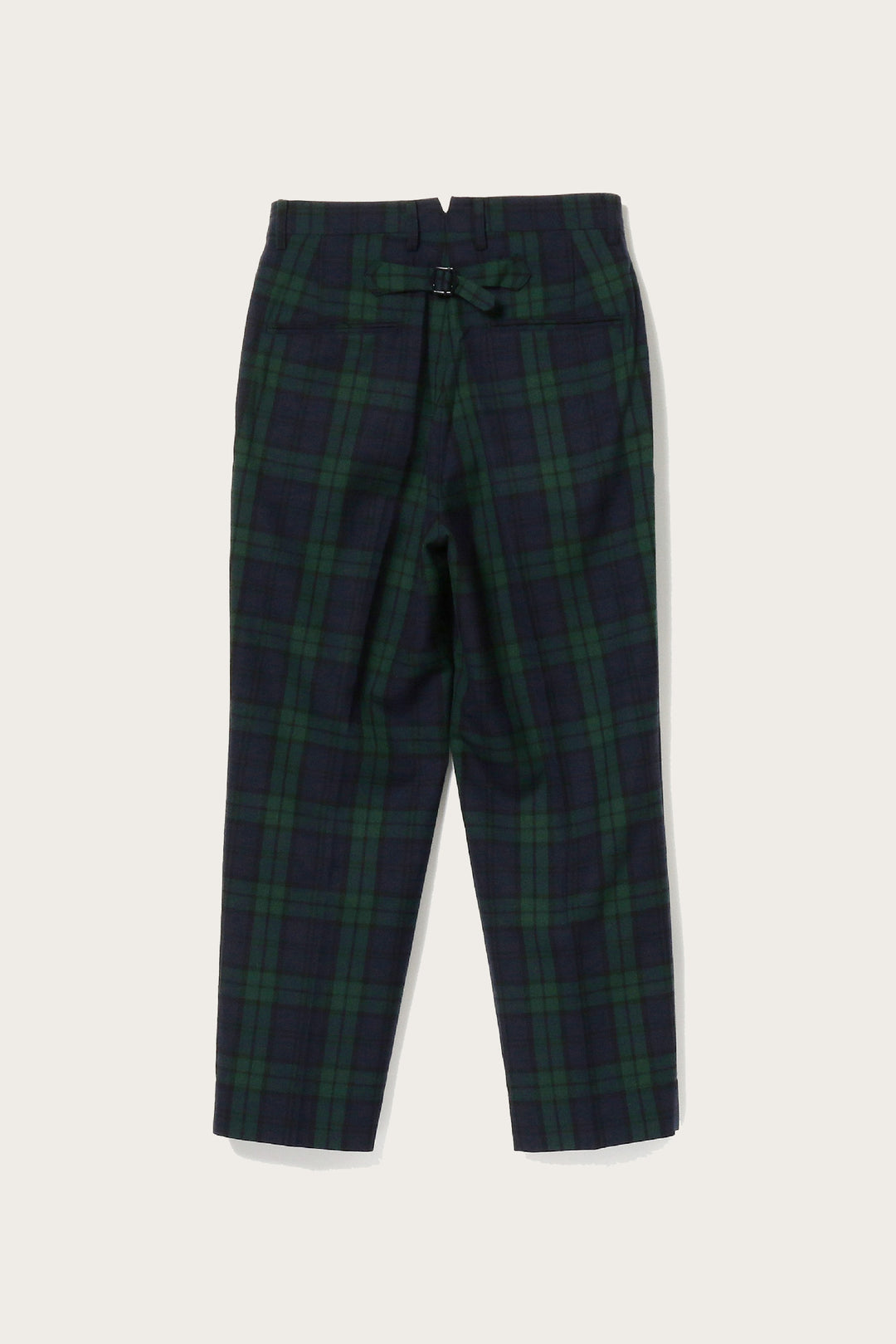 Polyester Wool Blend Cinch Buckle Trousers - Black Watch