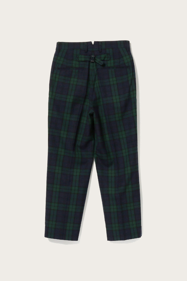 Polyester Wool Blend Cinch Buckle Trousers - Black Watch