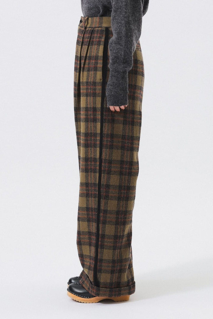 Wool Check Pant - Khaki