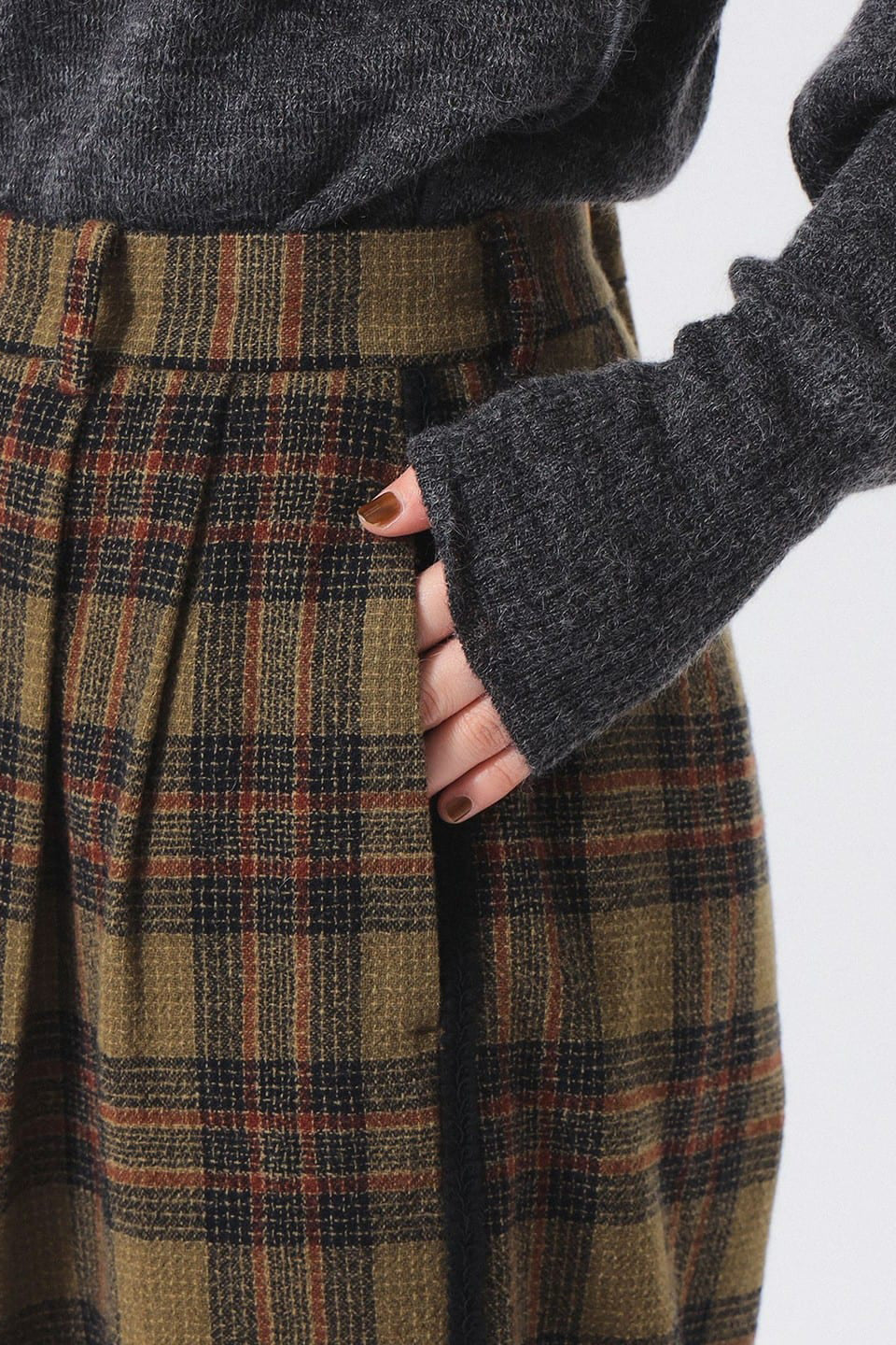 Wool Check Pant - Khaki
