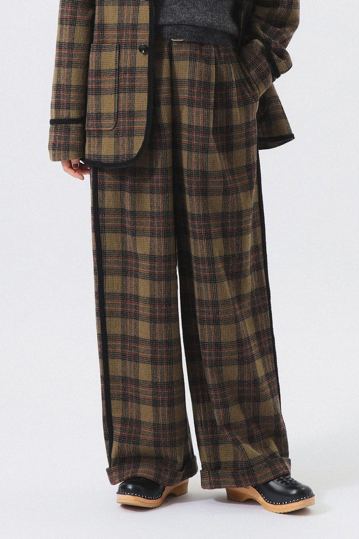 Wool Check Pant - Khaki