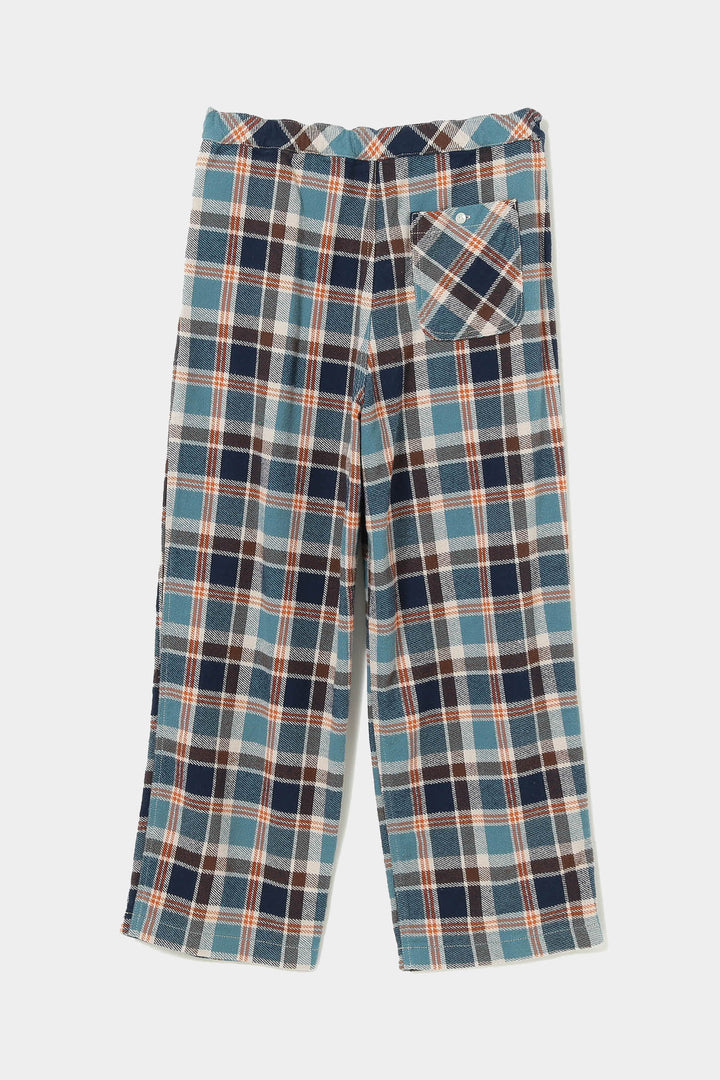 Boy Work Check Easy Pants - Blue