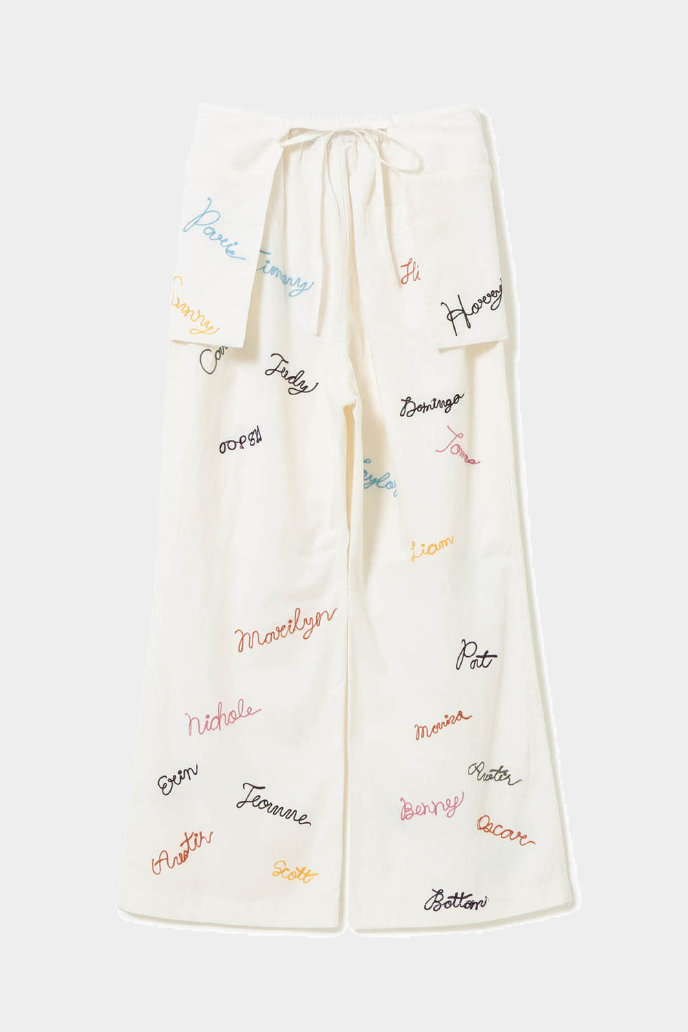 Embroidery Apron Trousers - Off White (PRE-ORDER) - Frontiers Woman
