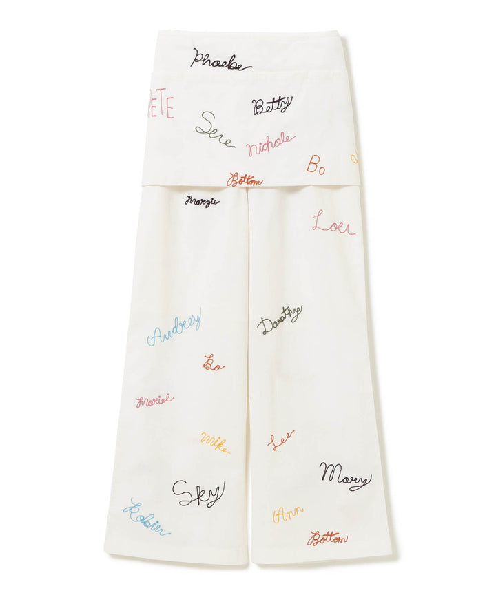 Embroidery Apron Trousers - Off White (PRE-ORDER) - Frontiers Woman