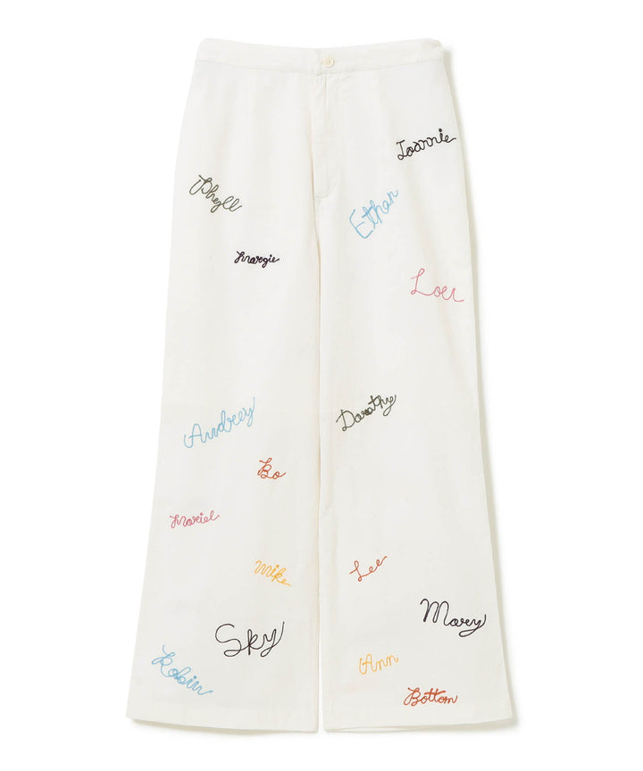 Embroidery Apron Trousers - Off White (PRE-ORDER) - Frontiers Woman
