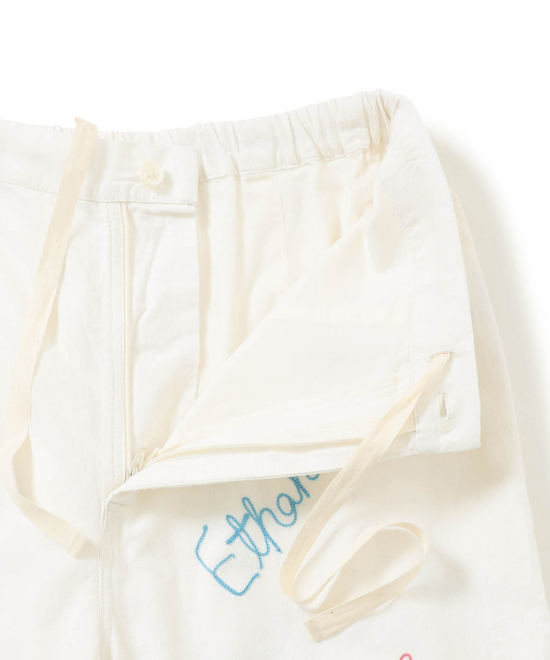Embroidery Apron Trousers - Off White (PRE-ORDER) - Frontiers Woman