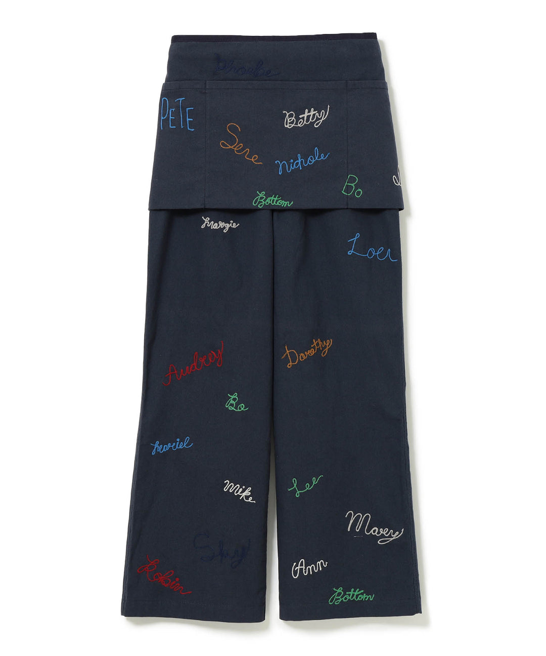 Embroidery Apron Trousers - Navy (PRE-ORDER) - Frontiers Woman