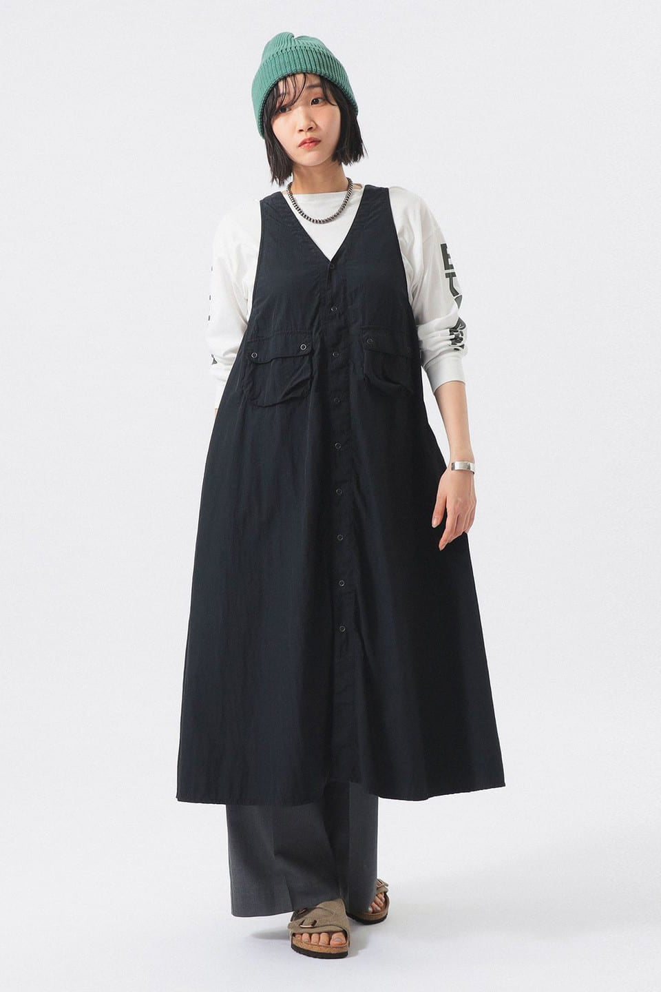 Nylon Tussah C-1 Sleeveless Dress - Black - Frontiers Woman