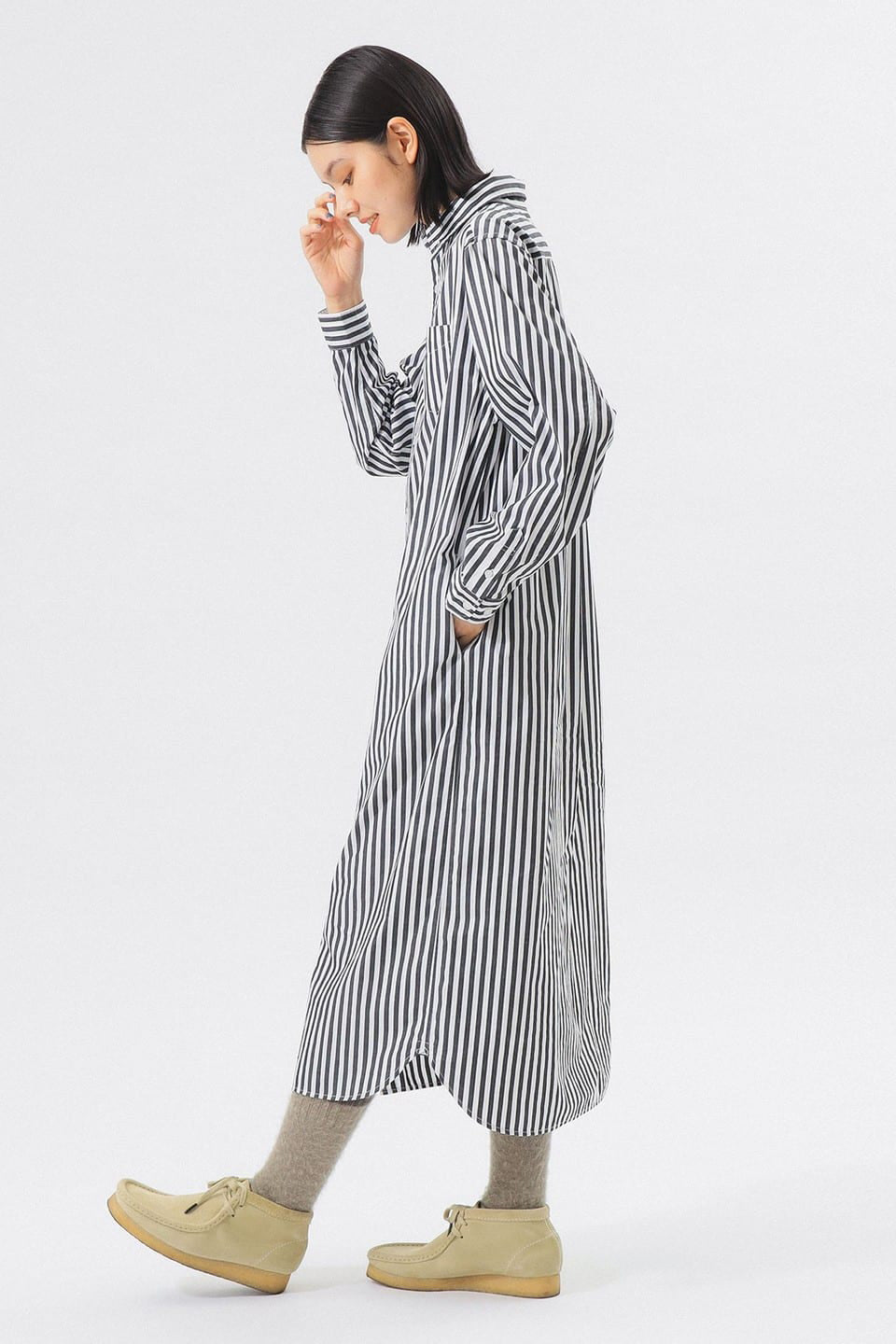 Stripe Button Down Dress - Black - Frontiers Woman
