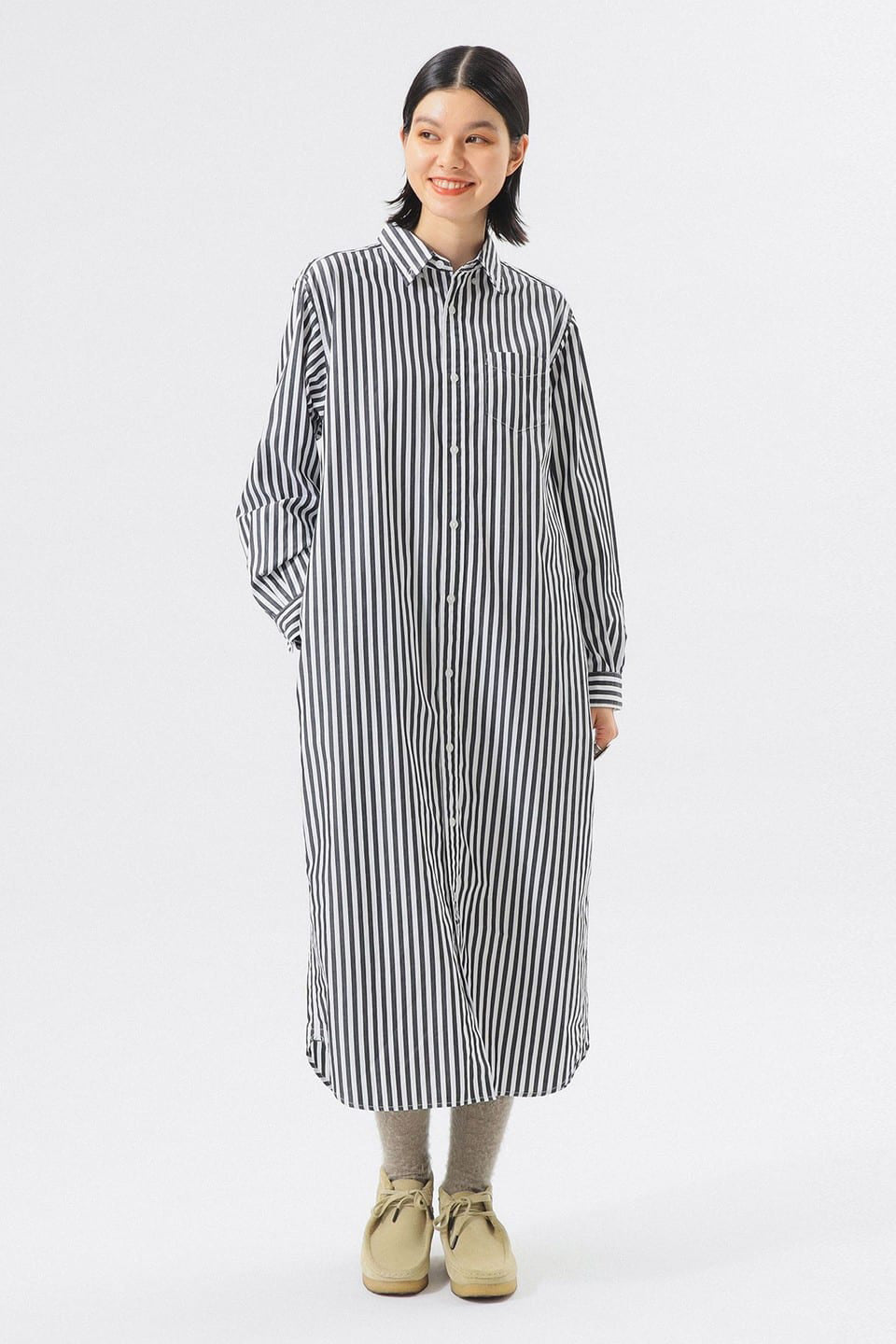 Stripe Button Down Dress - Black - Frontiers Woman