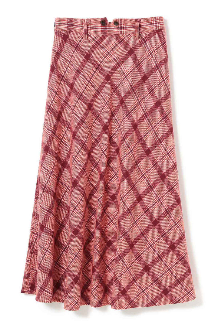 Check Long A-Line Skirt - Red