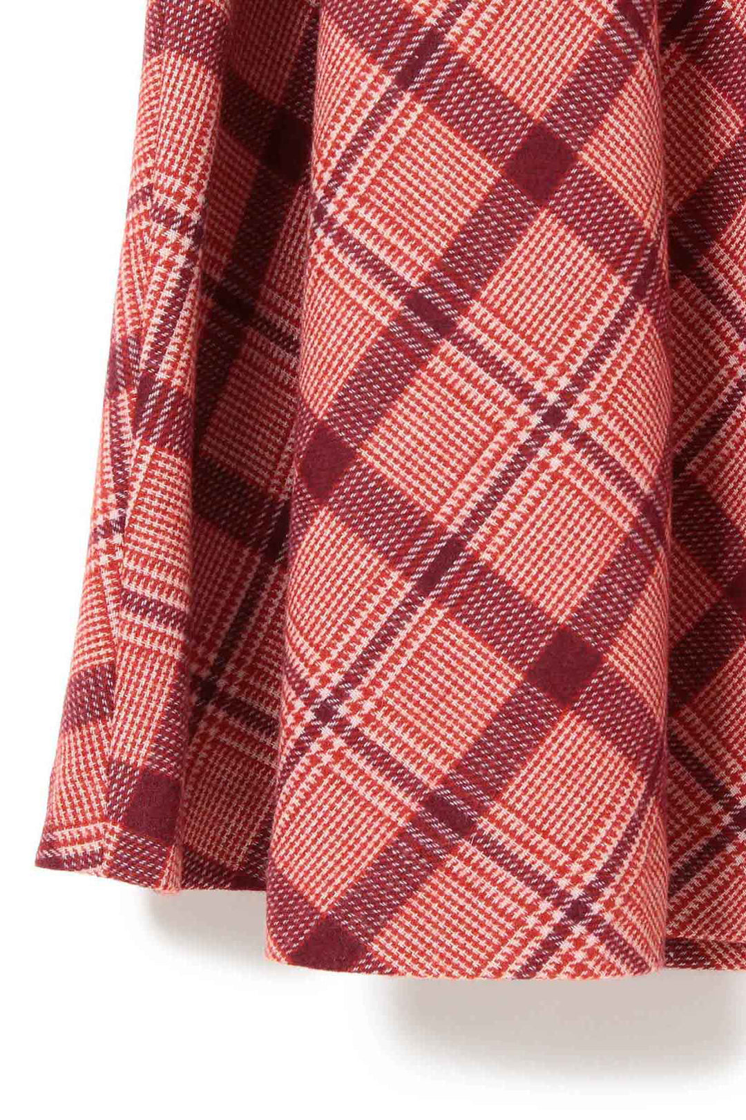 Check Long A-Line Skirt - Red