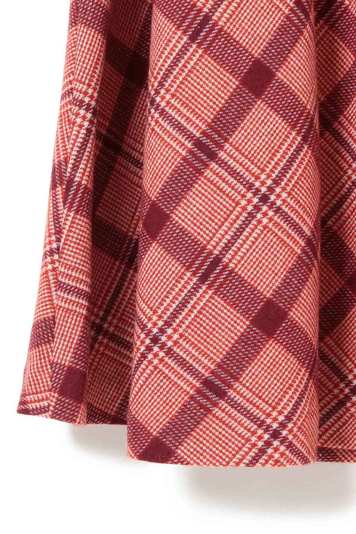 Check Long A-Line Skirt - Red