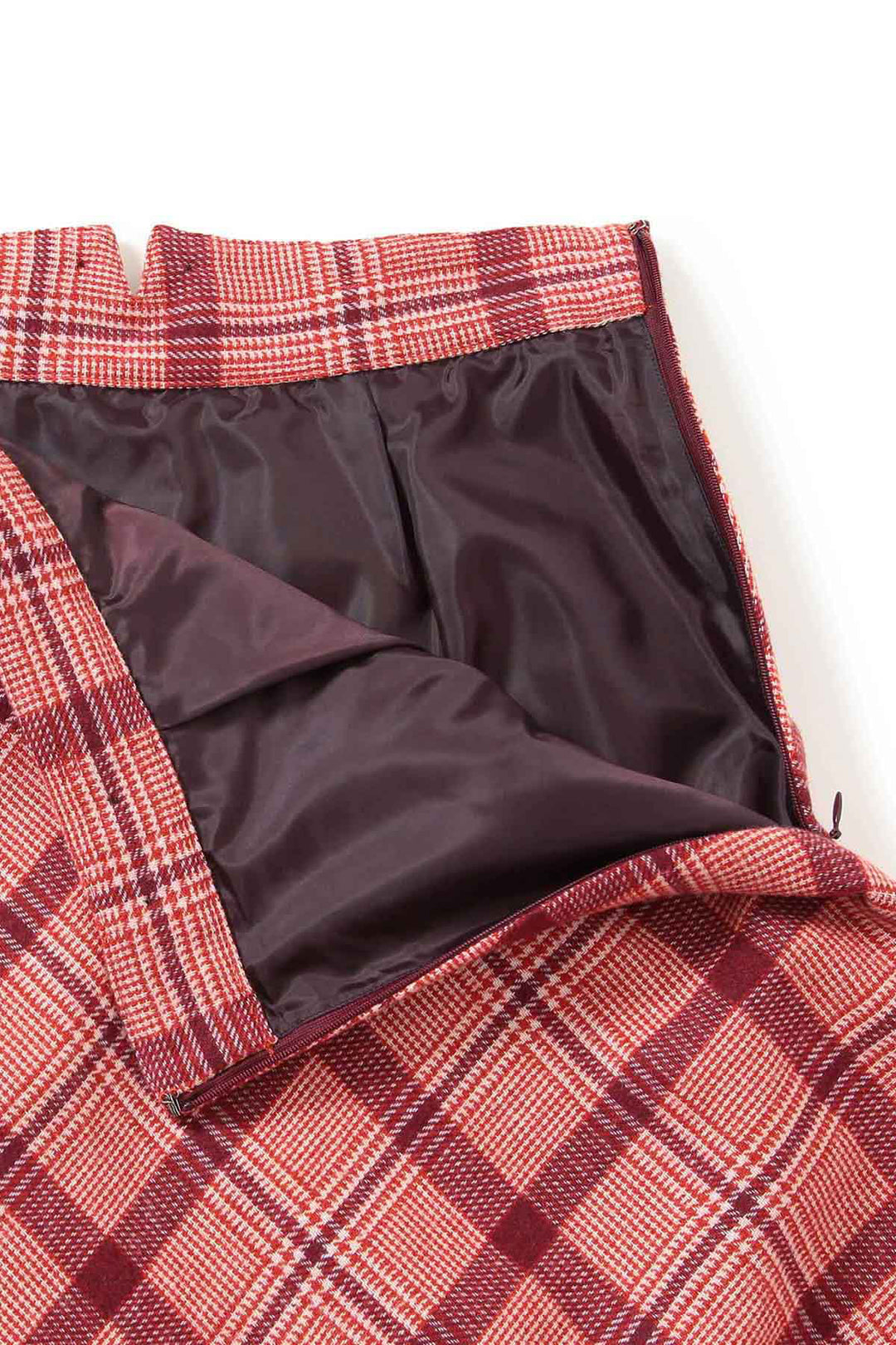 Check Long A-Line Skirt - Red