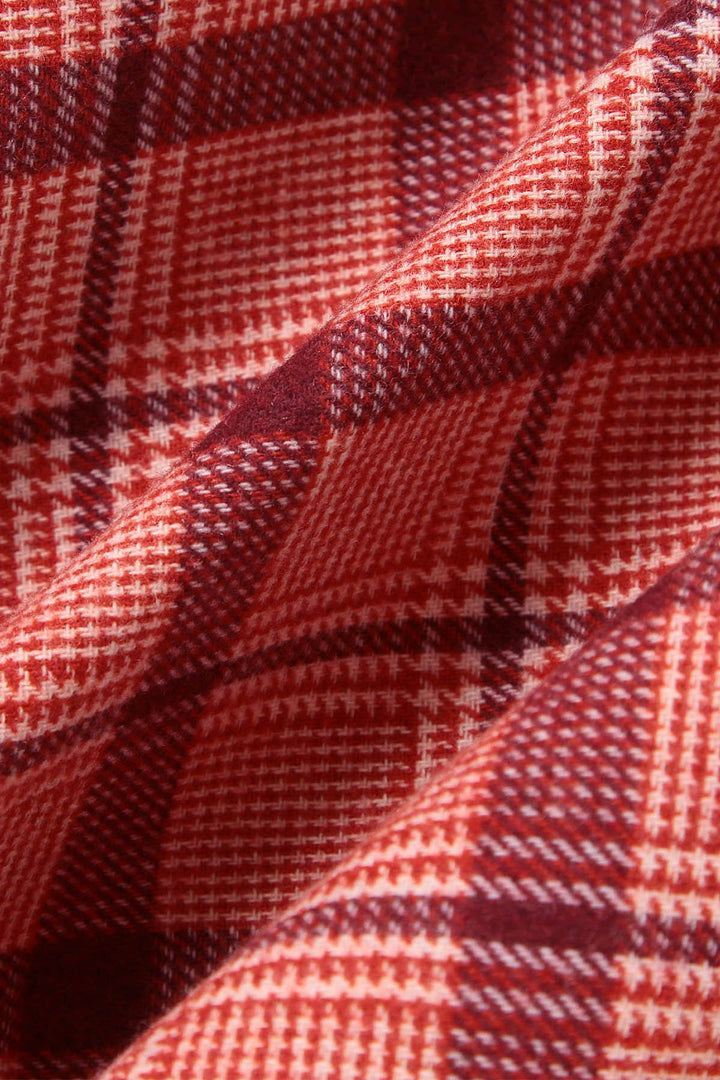 Check Long A-Line Skirt - Red