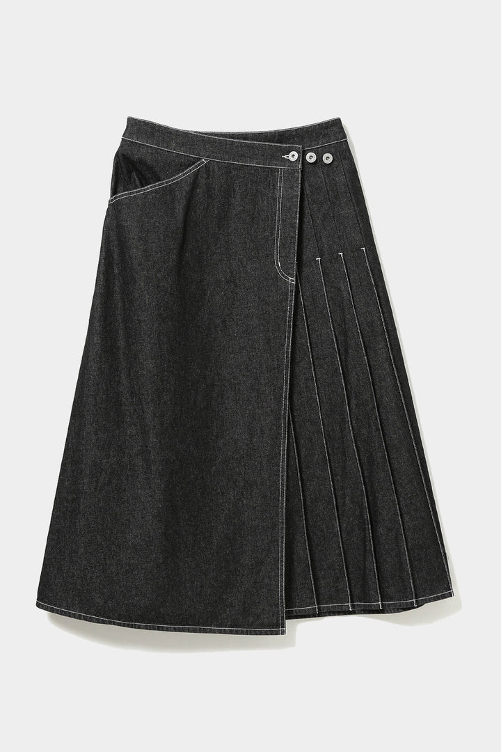 Wraped Pleated Skirt - Black - Frontiers Woman