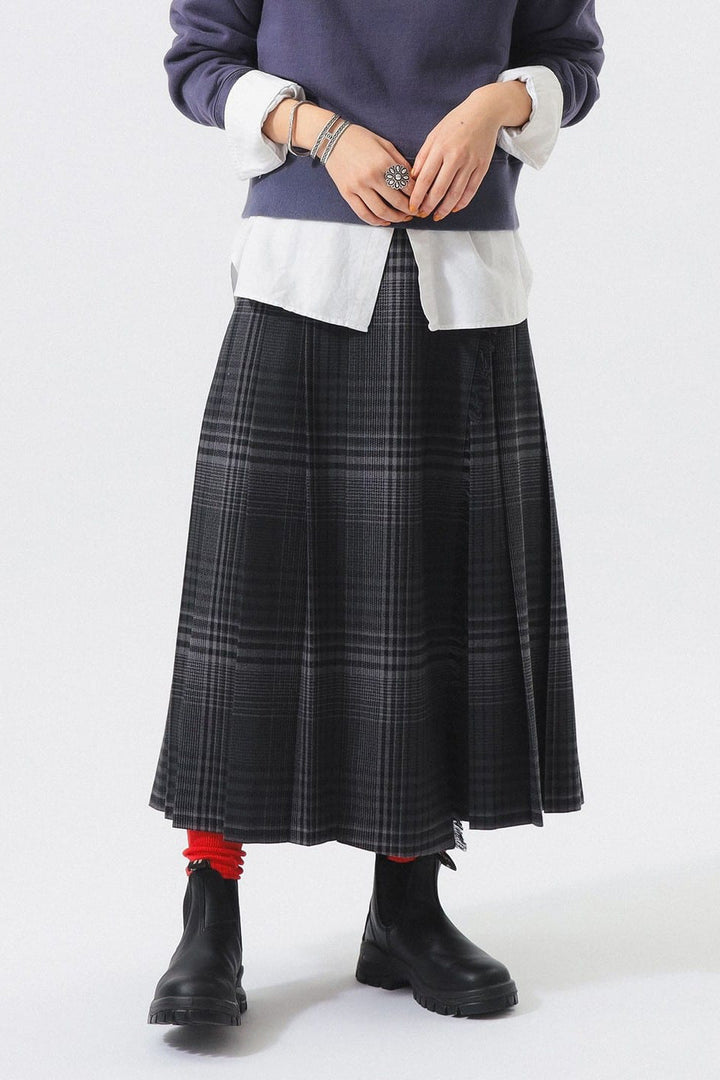 Check Kilt Skirt - Grey